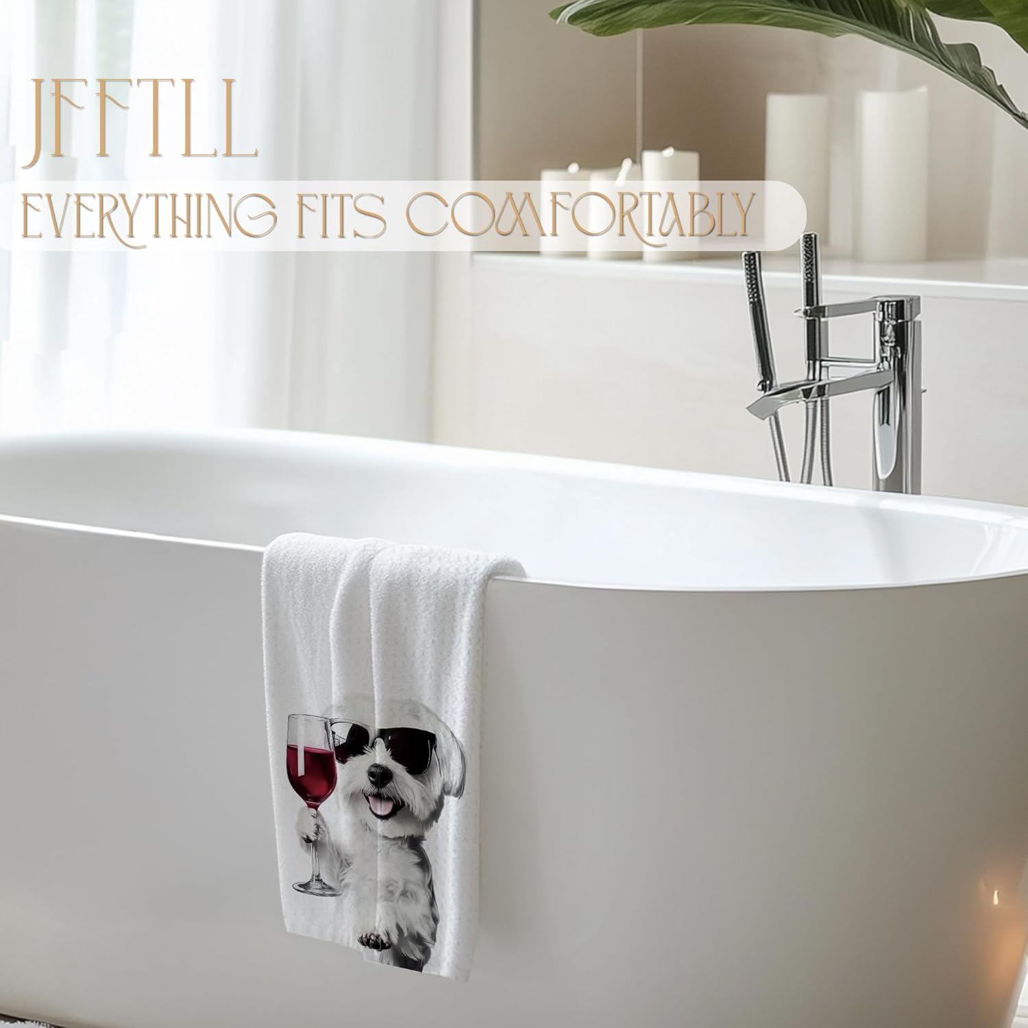 Funny Maltese Dog Kitchen Towels, Maltese Gifts Dish Tea Towels for Home Bar Kitchen, Dog Lovers Gifts, Wine Lover Gifts, Funny Hand Towels for Bathroom, 16x24 Inch - Image 5