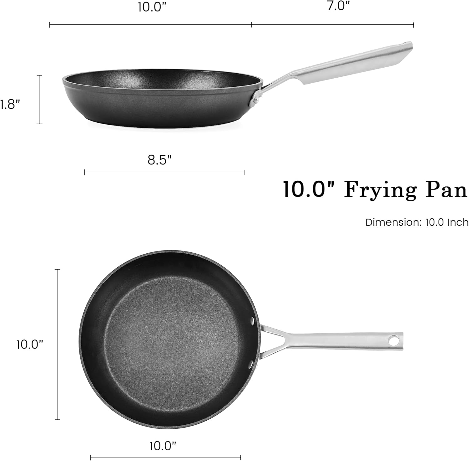 Wodillo 10-Inch Induction Frying Pan Dimensions