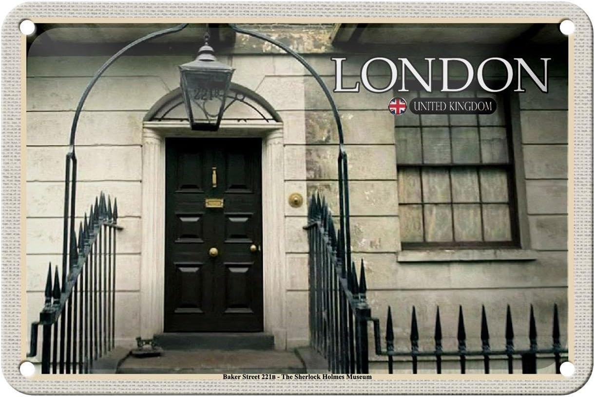 Tin Sign 18 x 12 cm London United Kingdom Baker Street 221B The Sherlock Holmes Museum - DekoNo7