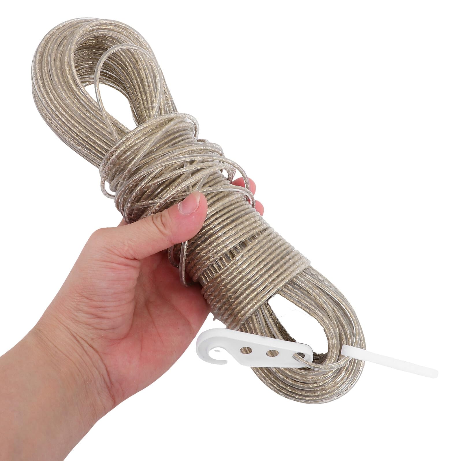 NUOBESTY Corda per Stendere i Panni da 50m Nucleo in Acciaio Ultra Resistente e Rivestimento in Pvc, per Viaggio e Campeggio, Resistente All’usura e Robusta