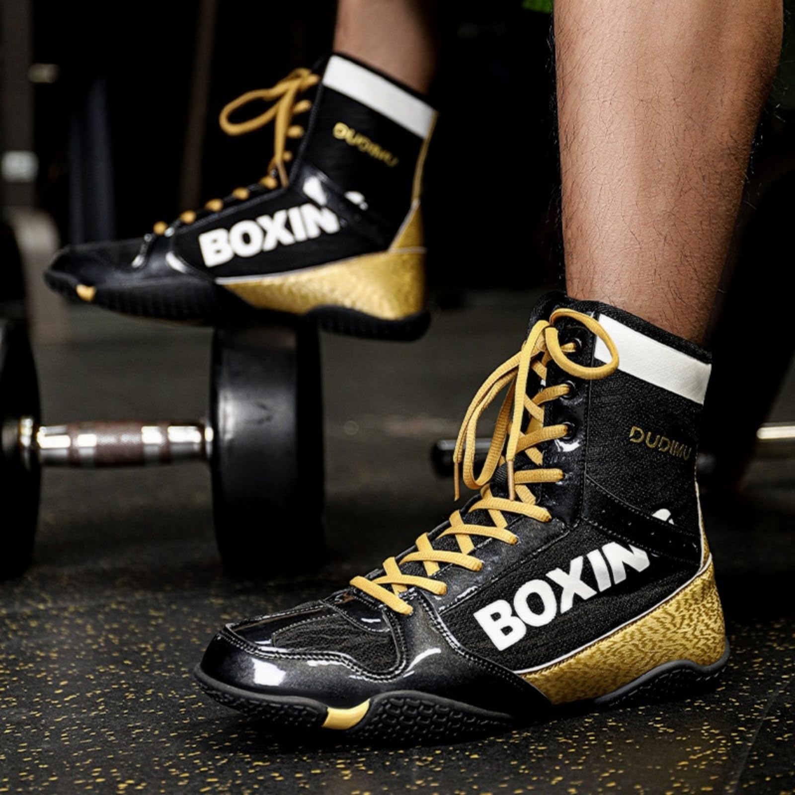Hixingo Scarpe da Boxe Uomo Donna 36-46, Stivaletti da Wrestling Uomo Donna con Suole in Gomma Antiscivolo Leggero e Traspirante per Allenamento di Fitness