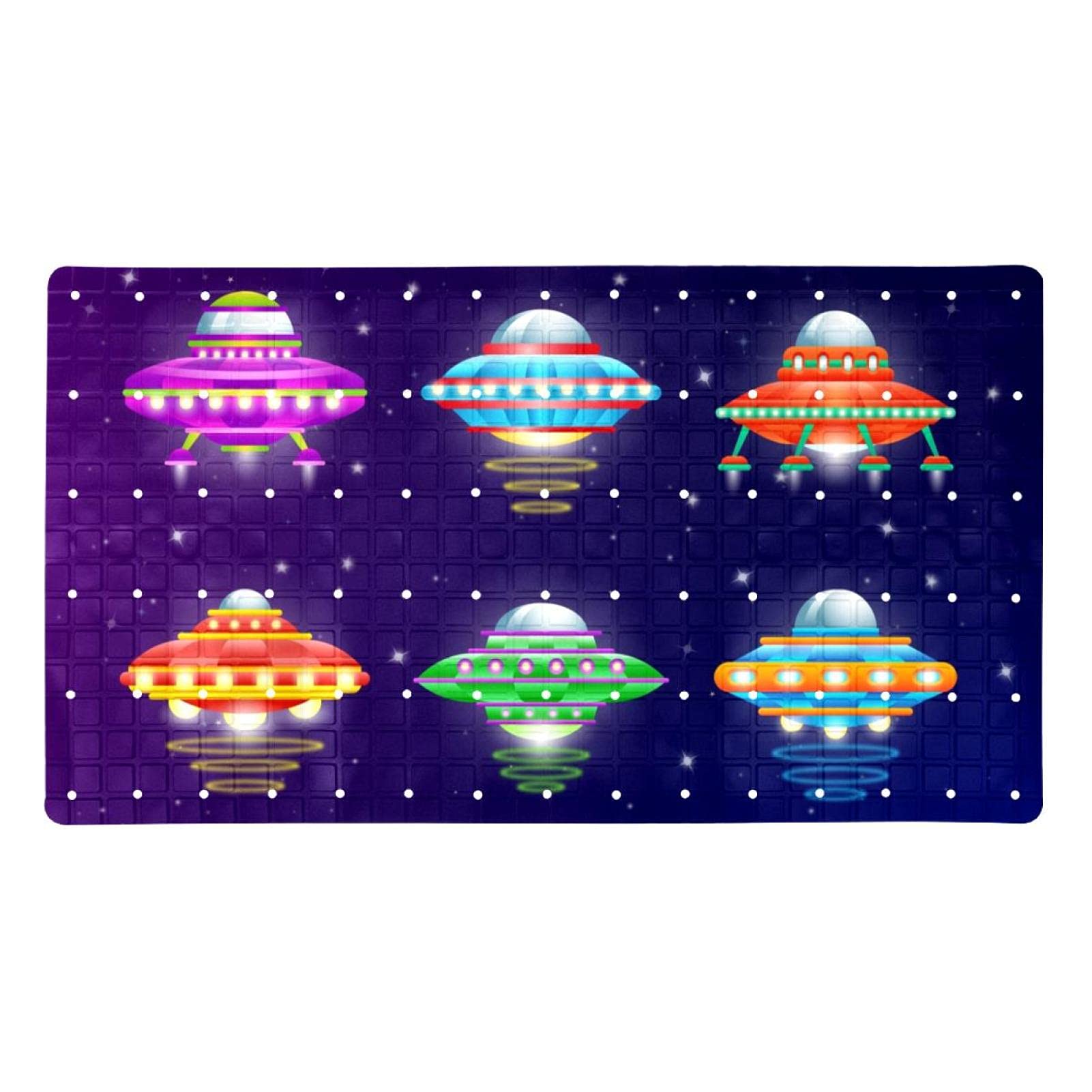 Tapis de baignoire antidérapant avec ventouses et motif vaisseau spatial pour enfant
