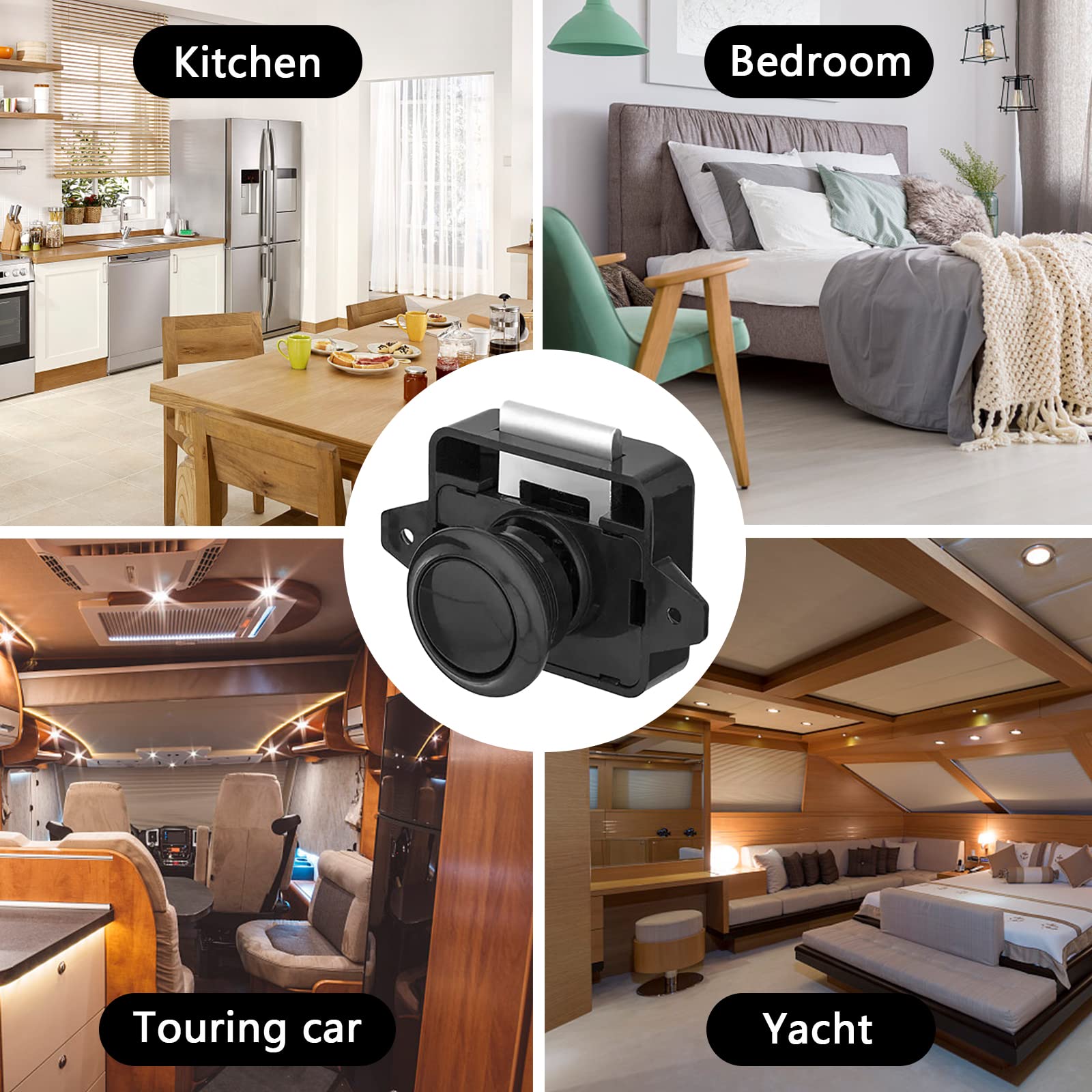 Wohnmobil Schlösser Metall Push Button Catch Door Lock Möbelschloss Schrank Schloss Cabinet Locks Drehknopf Schloß Tür Verschluss Schwarz