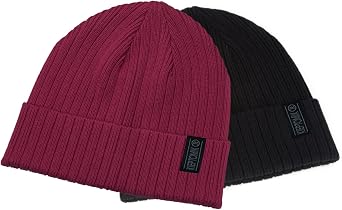 2PCS Cotton Knit Beanie for Men and Women | Ribbed Cuffed Winter Toque Hats,Soft Warm Beanies