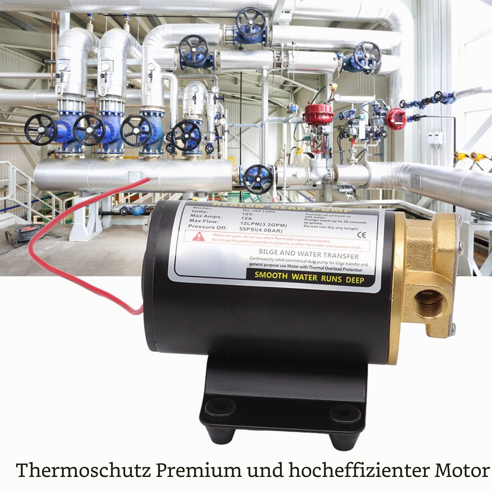 Öltransferpumpe, Messing-Hochdruck-Elektrogetriebeölpumpe, Thermischer Schutz, Effizient für Schmierstoffe (12V)