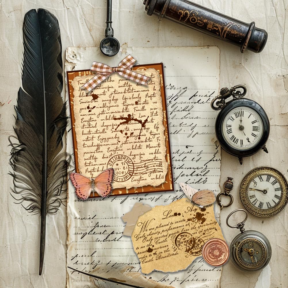 PH PandaHall Timbro Trasparente Vintage per Scrapbooking Fai Da Te, Timbro in Gomma con Scritta a Mano, Silicone per Biglietti