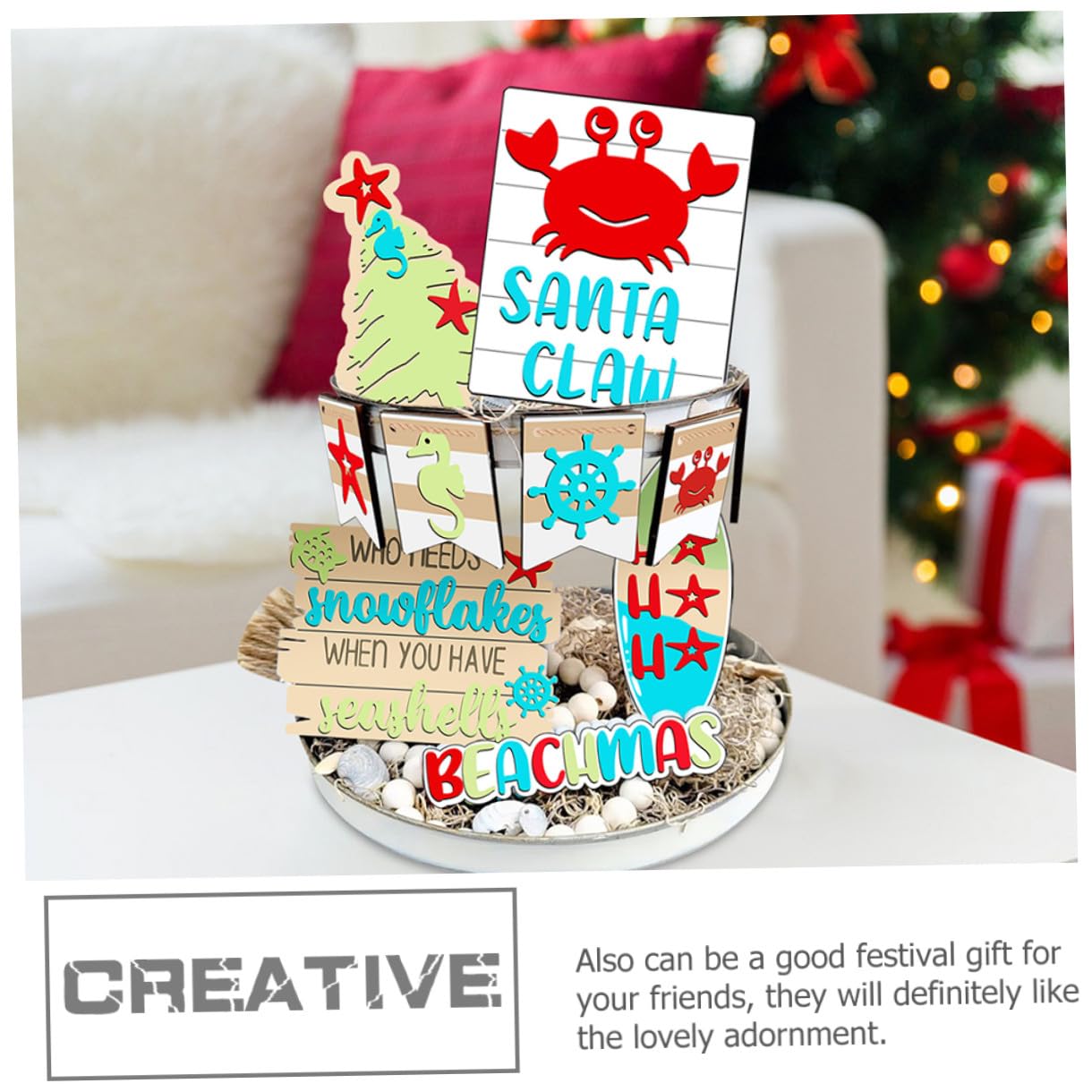 TOPBATHY 4 Juegos Decoración De La Bandeja De Navidad Decoración Navideña Cansada Kit De Artes y Manualidades Bandeja Escalonada Decoración del Hogar Signo De Árbol De Navidad Madera