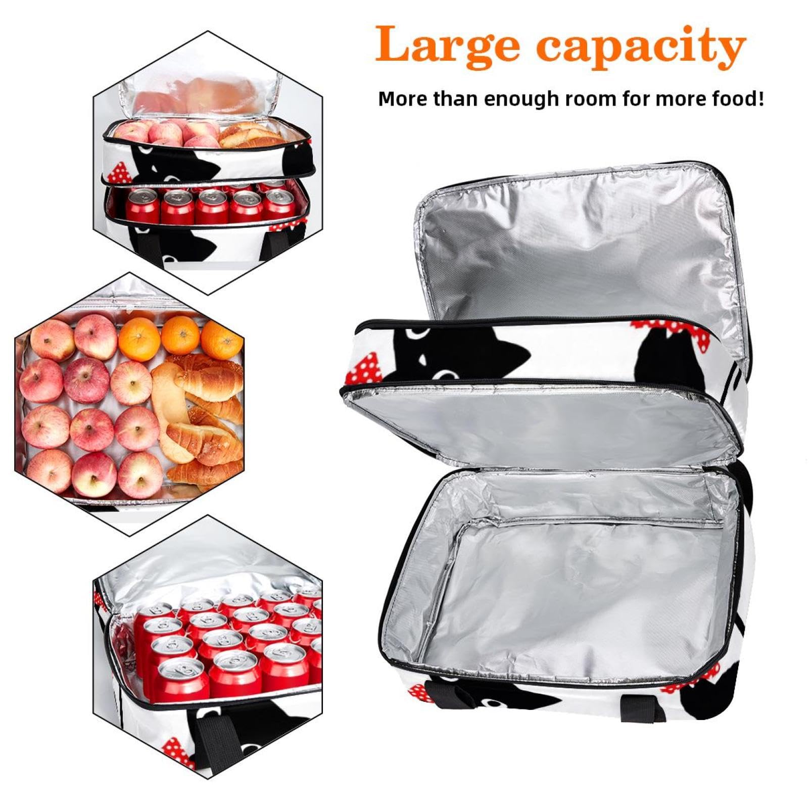 Grand sac à déjeuner isotherme pour homme et femme, double couche, étanche, étanche, réutilisable, sac fourre-tout pour le travail, l'école, le pique-nique, la plage, le camping, les voyages, motif