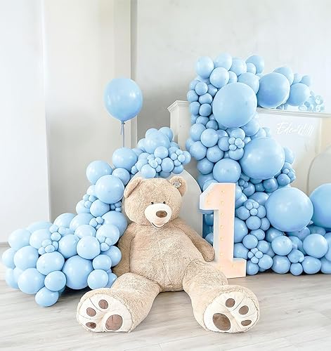 Globos azul polvoriento, globo azul claro de doble relleno, diferentes tamaños, paquete de 63 globos de 18 + 10 + 5 pulgadas, 2 capas para