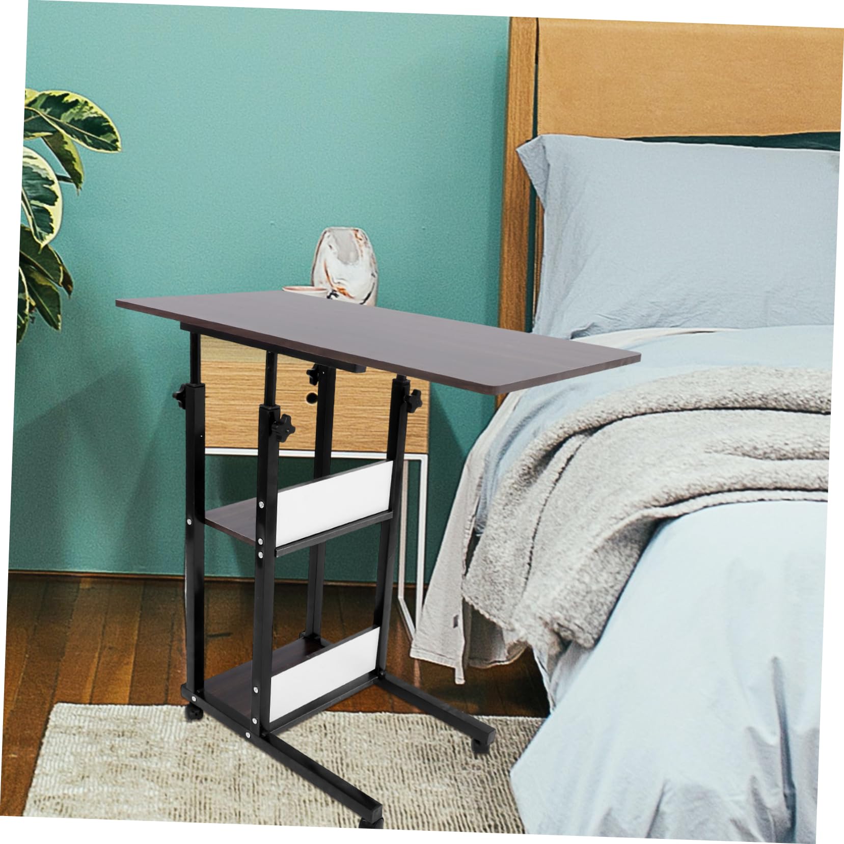 Yardenfun 1Set Movable Bedside Table Multi Purpose Lap Desk for Dormitory and Bedroom Use Finish for Laptop Writing and Studying