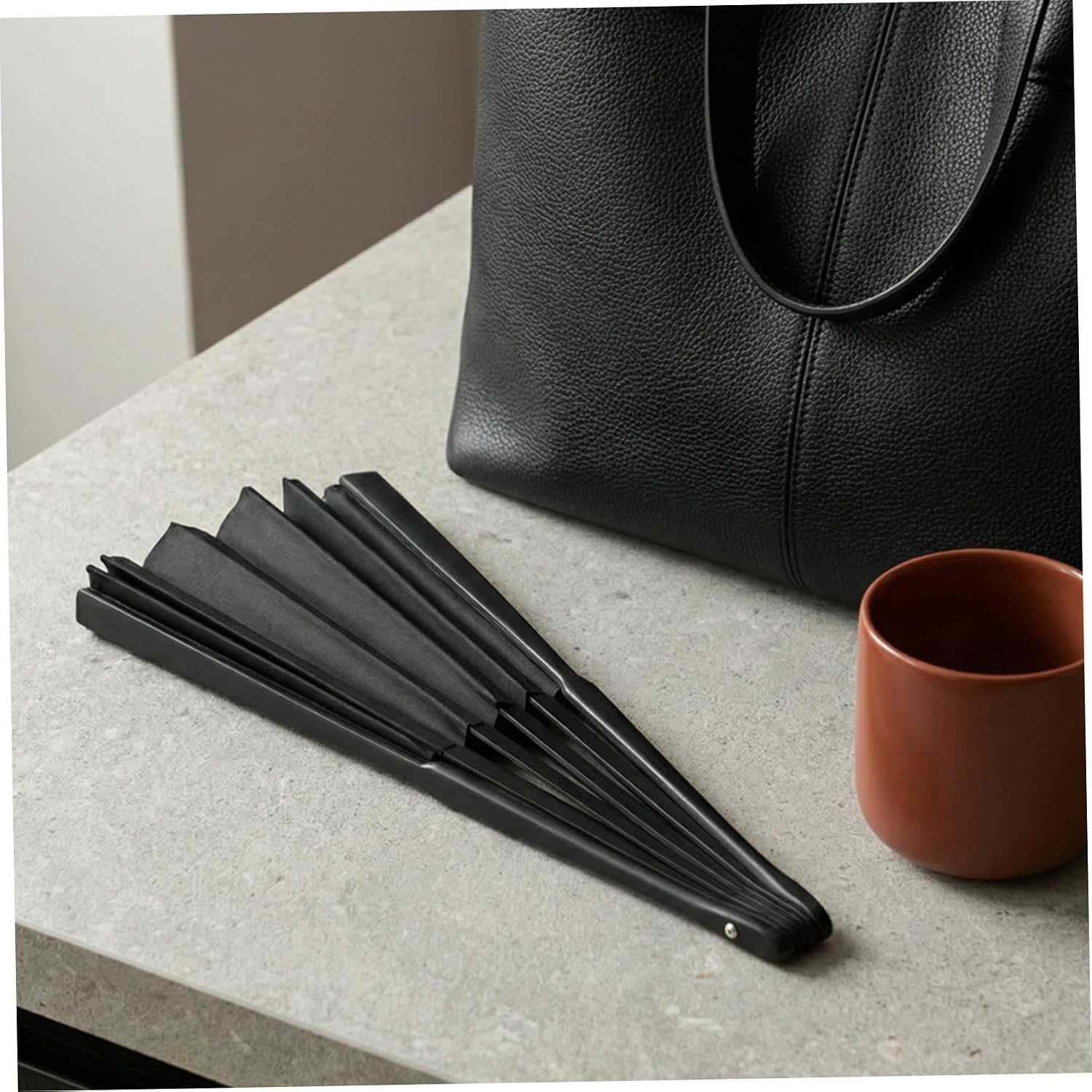 3 Sets Folding Handheld Rave Fans Black Multipurpose Utility Portable Abs and Cloth Material with Storage Bag for Summer Heat and Weddings
