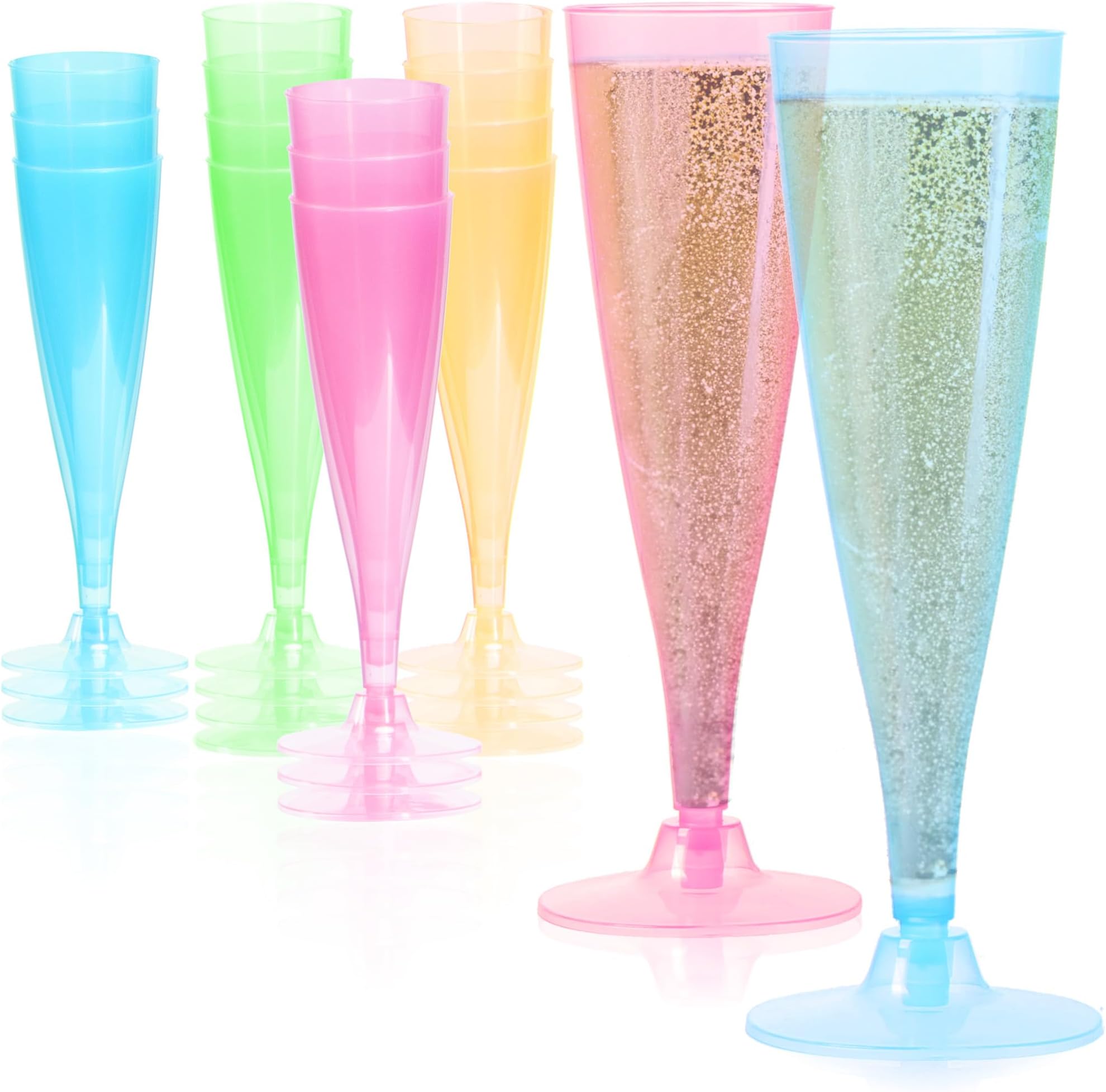 ProductPro 10 x Pink Plastic Prosecco Flutes 175ml Capacity Amazon