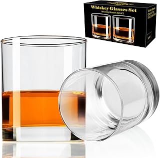PARACITY Old Fashioned Whiskey Glasses Set of 2 - 10oz Rocks Glasses for Bourbon, Scotch, Vodka - Stylish Gift for Men, Husband, Dad