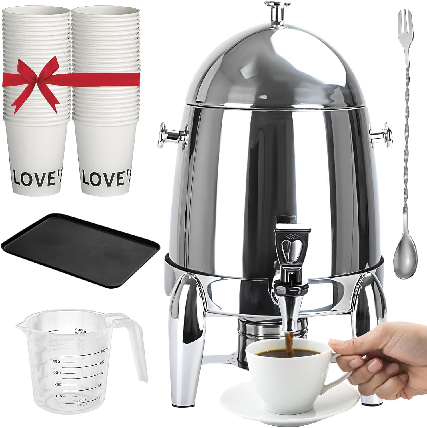 Commercial Coffee Urn - Stainless Steel Beverage Dispensers with Fuel Holder,Hot Drink Dispenser for Coffee Tea(12L)