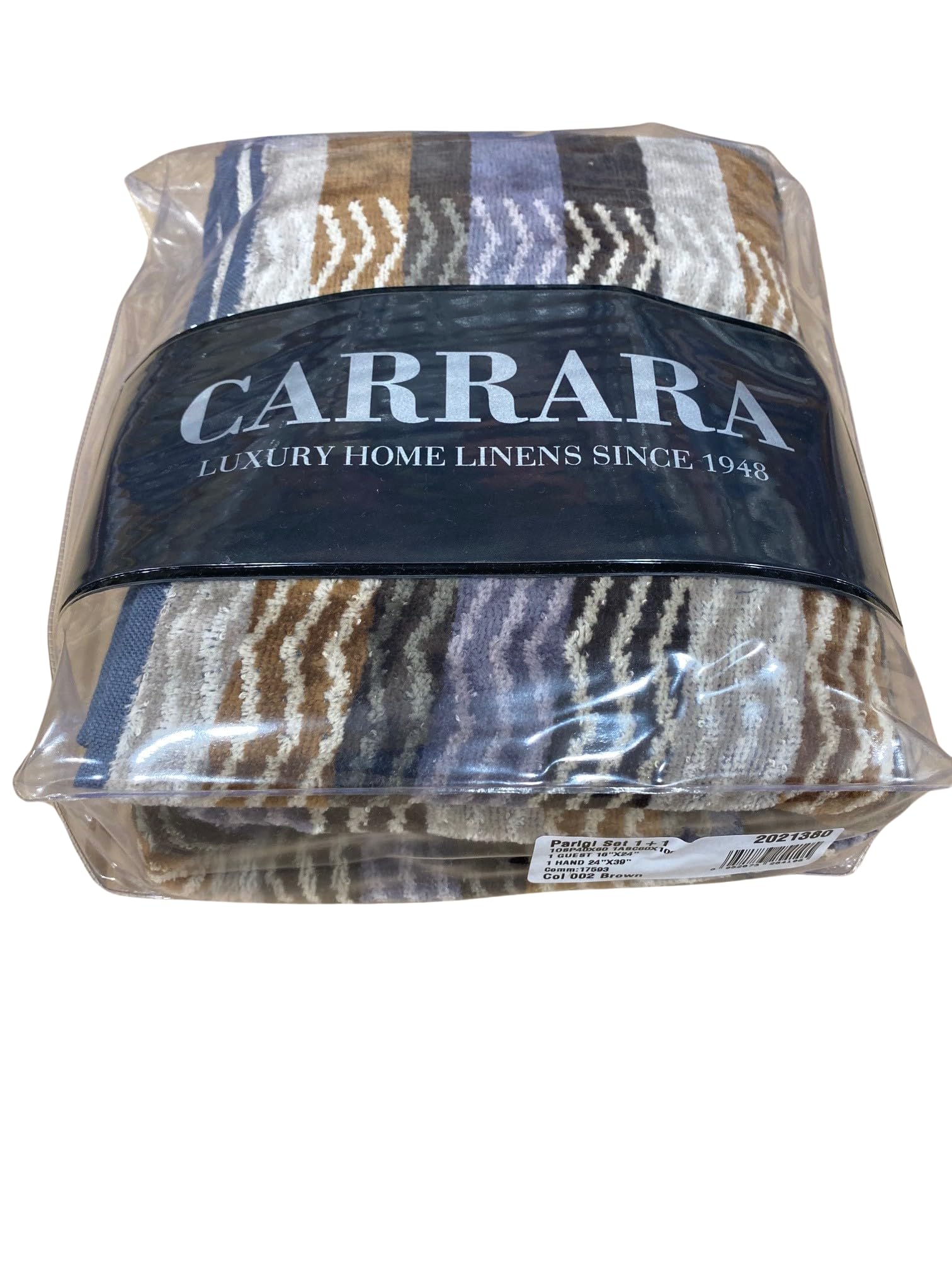 Carrara Coppia di Asciugamani 1+1 Velour all'Esterno e Spugna idrofila all'Interno Viso e ospite Art. Parigi (Marrone)