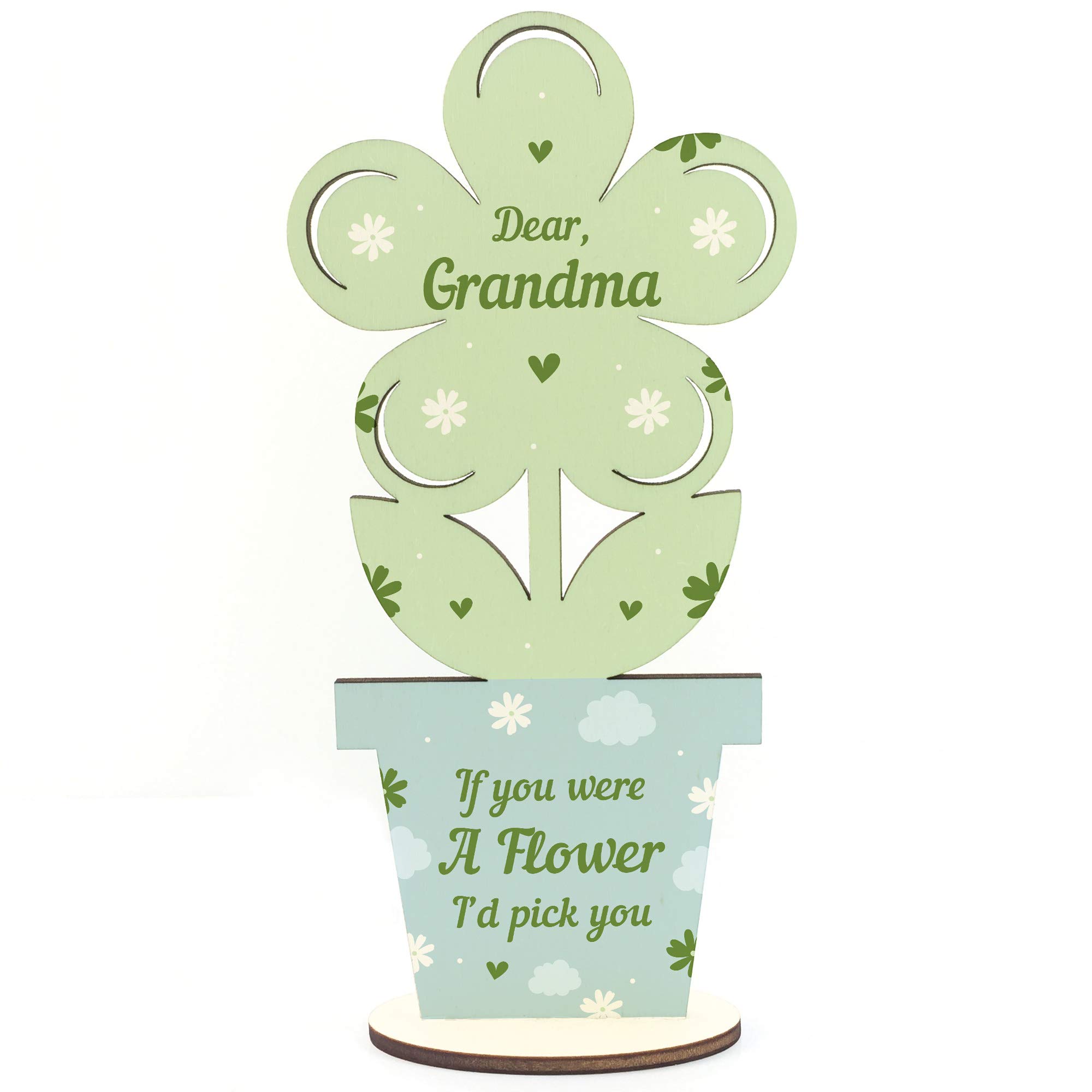 RED OCEAN Cute Grandma Gifts Wooden Flower Grandma Birthday Grandparent Gift Keepsake