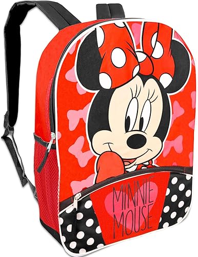 Miniatura 2 de Disney Minnie Mouse mochila para niñas, niños 16" Minnie Mouse mochila escolar bolsa con bolsa de agua Minnie Mouse y pegatinas Paquete de