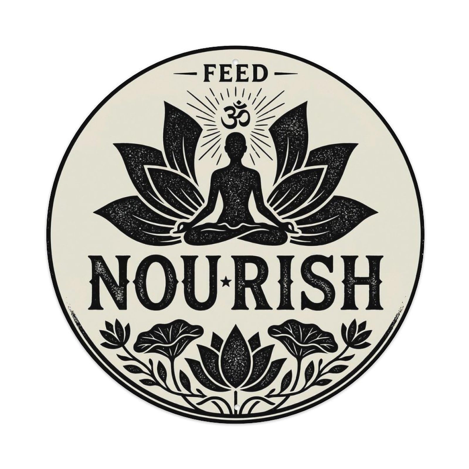 Zen Flower Meditation Den Nourish Vintage Metal Tin Sign Plaque Wall Decor for Cafe, Club Bar, Office, Garden Metal Poster 8x8Inch