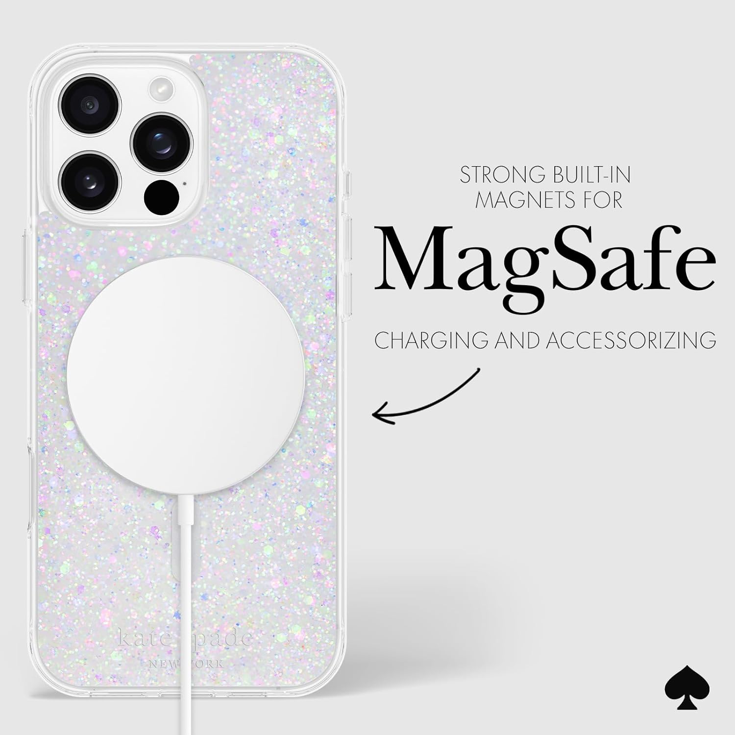 kate spade new york iPhone 16 Pro Max Case - Compatible with MagSafe - Designer Phone Case - Chunky Glitter Iridescent - Image 6