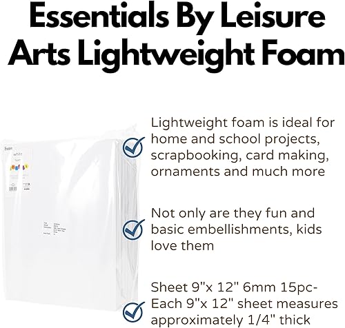 Miniatura 2 de EBL Foam Sheets 9x12" 0.236 in 15pc Blanco