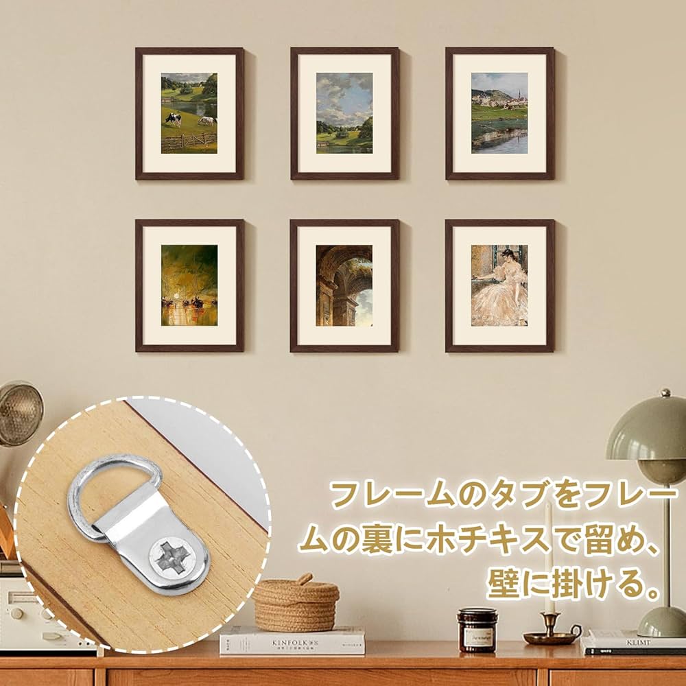 Amazon | 壁掛けフック 額縁吊金具 ドライバー木とネジ付き 三角