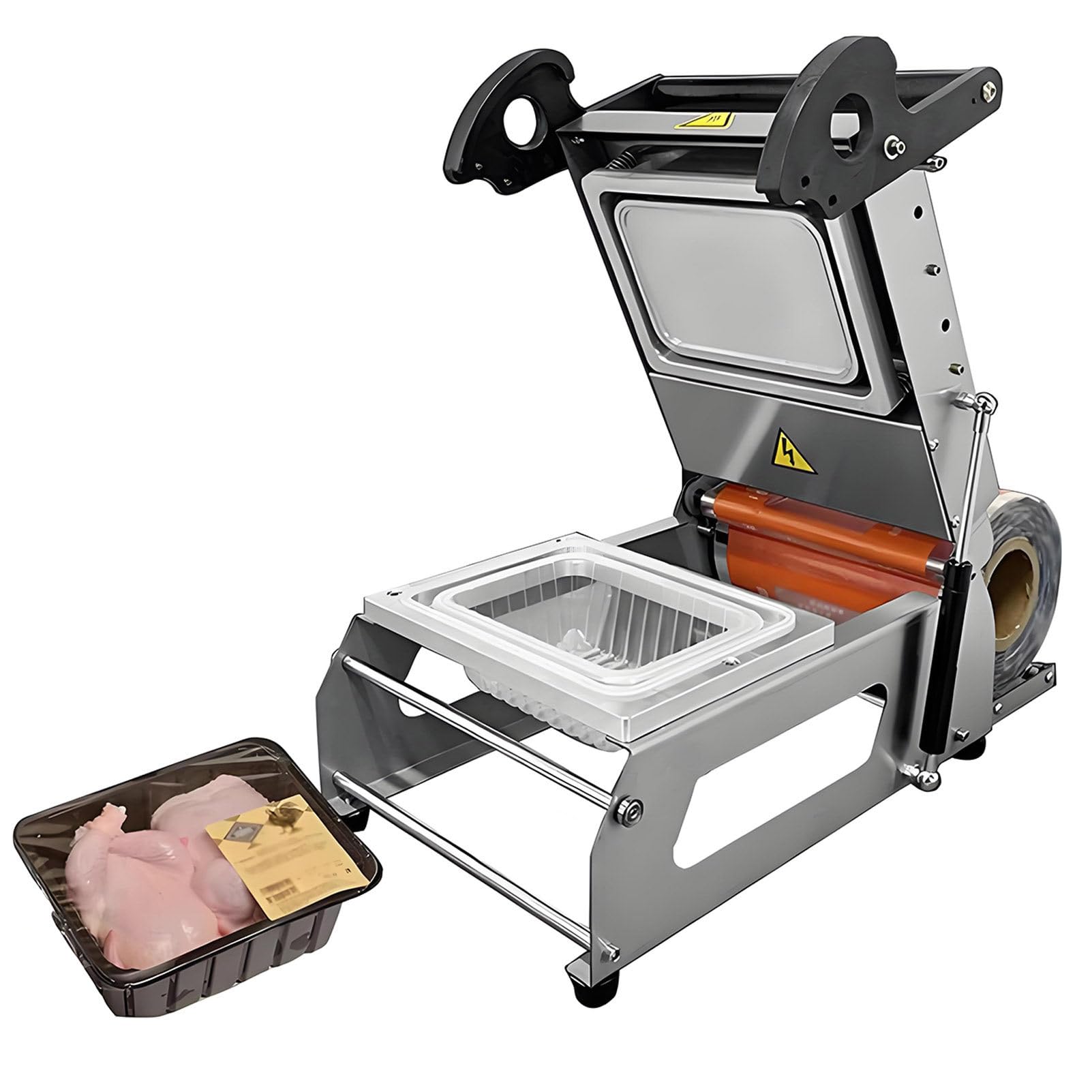 Machine d'emballage et de scellage alimentaire commerciale, scelleuse manuelle à chaud pour barquettes sandwich (7 à 8 scellages/minute), machine de scellage à pression manuelle pour emballages