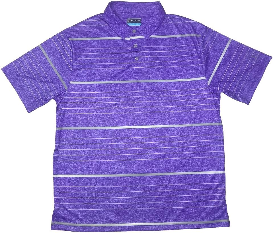 PGA TOUR Men's Tech Space Dye Argyle Print Polo (Large, Liberty Heather)