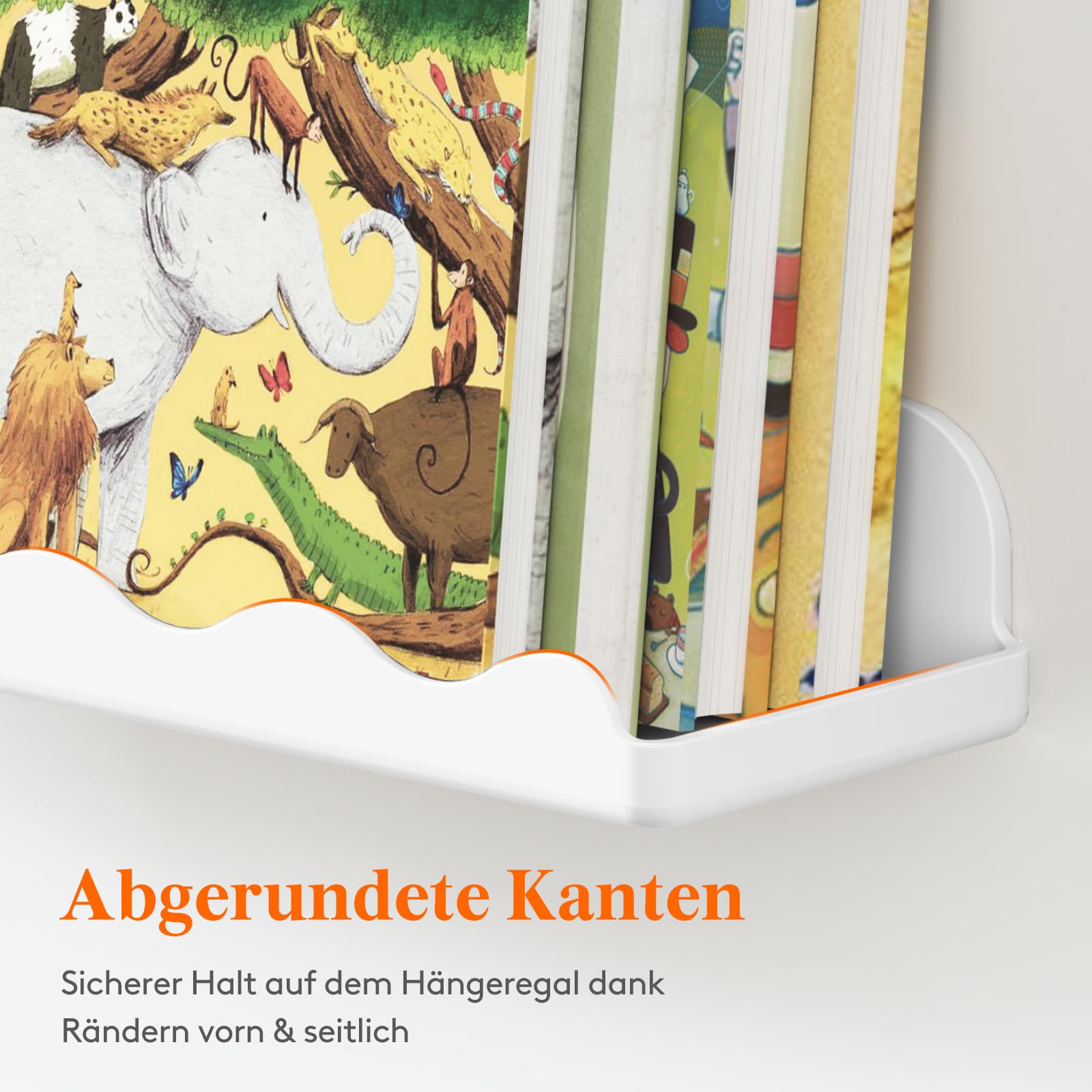 Lifewit Kunststoff Kinder Bücherregal 4er Set, 38 cm Hängeregal für Wandmontage, Kinderzimmer, Bücher, Hängende Regale für Baby/Kleinkind/Kinder im Schlafzimmer, Wohnzimmer Dekoration, Weiß