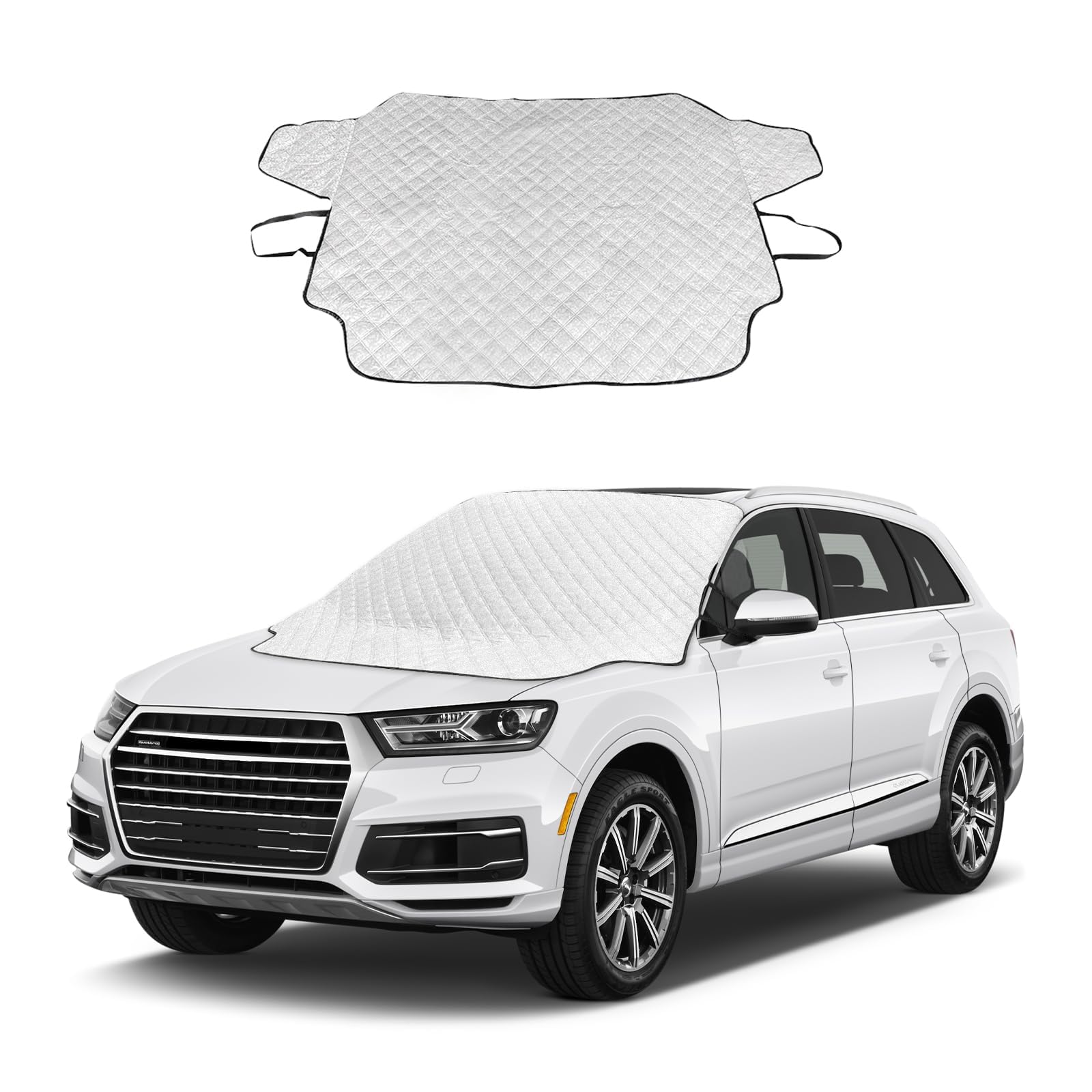 ELECDON Winter Windshield Cover with Built-in Magnets and 4 Layers Protection, Protects from Snow, Ice, Frost, and Sun, Weather Resistant Front Windshield Snow Cover, Winter Car Accessories 156X126CM