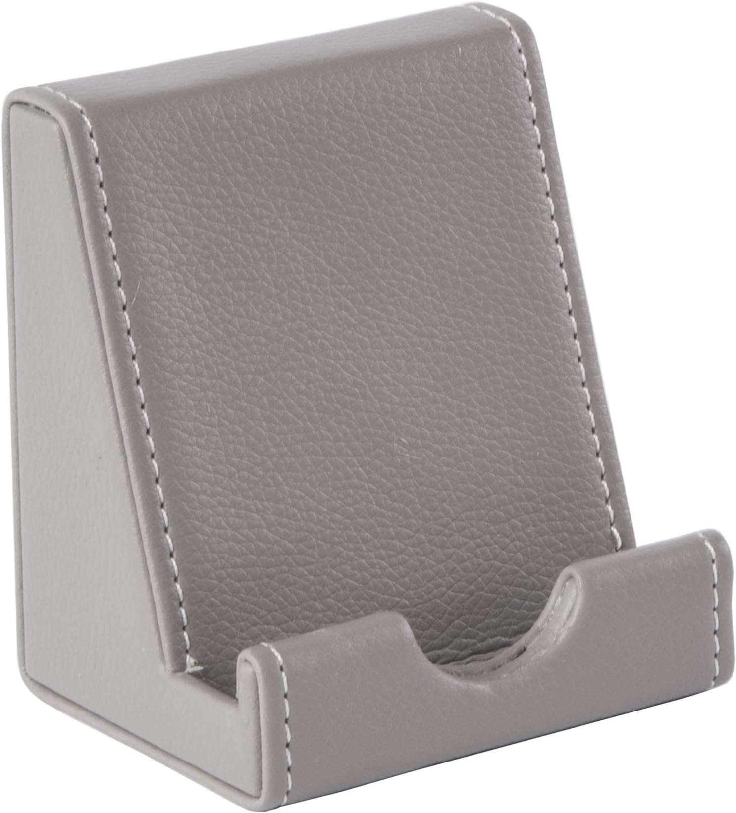 Osco Faux Leather Smartphone Cradle, Mobile Stand – Desk & Bedside Phone Holder, Sleek Organiser, H80 × W87 × D60 mm, Grey