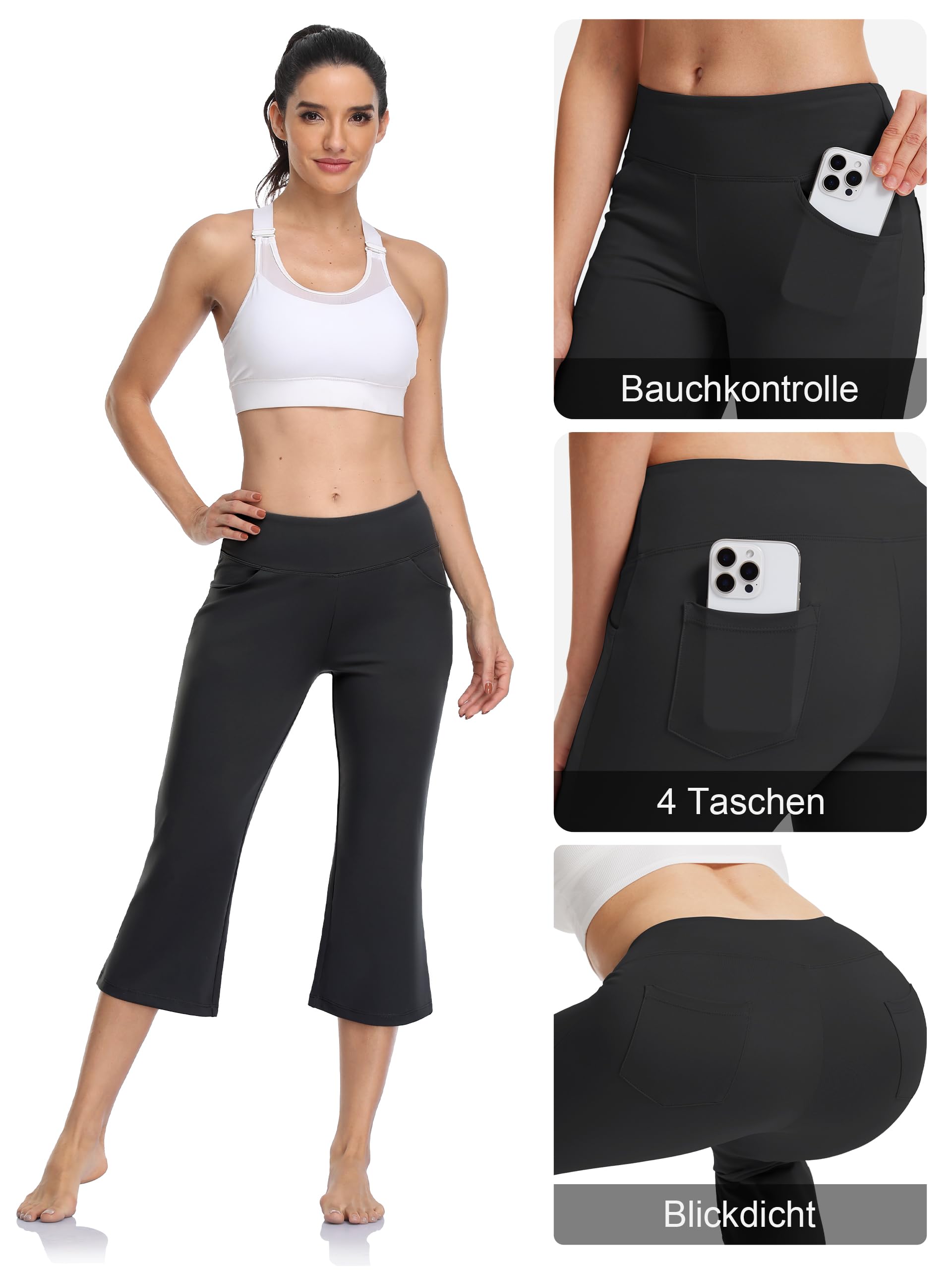 MOVE BEYOND Pantalones y Pantalones Piratas de Yoga Bootcut para Mujer con 4 Bolsillos Pantalón Corte de Bota de Cintura Alta para Vestir Pilates Fitness Entrenamiento