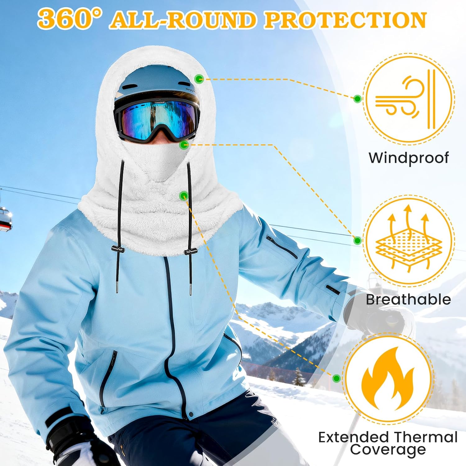 Fivali Balaclava Ski Mask Winter: Thermal Windproof Full Face Cover Fleece Lined Hood Hat for Skiing Cycling Hiking Men Women