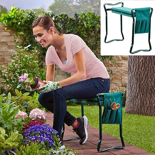 GetSet2Save Garden Kneeler Seat - Weeding and Gardening Stool with Kneeling Pad, Caddy