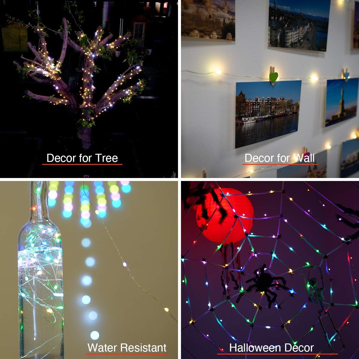 USB Fairy String Lights Color Changing, Waterproof Remote Control Multicolor 100 LED Twinkle Lights for Bedroom Outdoor Christmas Valentine Halloween Decorations… (8 Colors(1 Pack), 33FT)