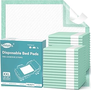 Bed Pads with Adhesive Strips 36''X36'', 30 Count | Extra Large XXL Underpads | Secure & Waterproof Chucks for Incontinence Care | for Adults, Seniors, Kids & Pets (115G Super Absorbent Pads)