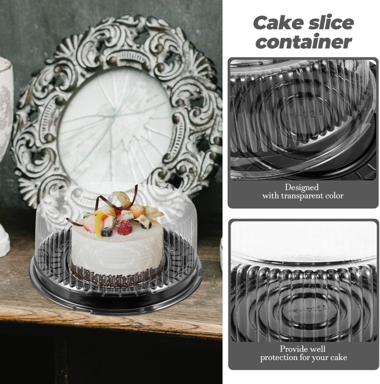 BESTOYARD 10-Pack Clear Plastic Cake Containers with Lids 9.64X9.64X3.54In Disposable Cake Boxes for Cheesecake Pastries Desserts Party Bakery Takeout