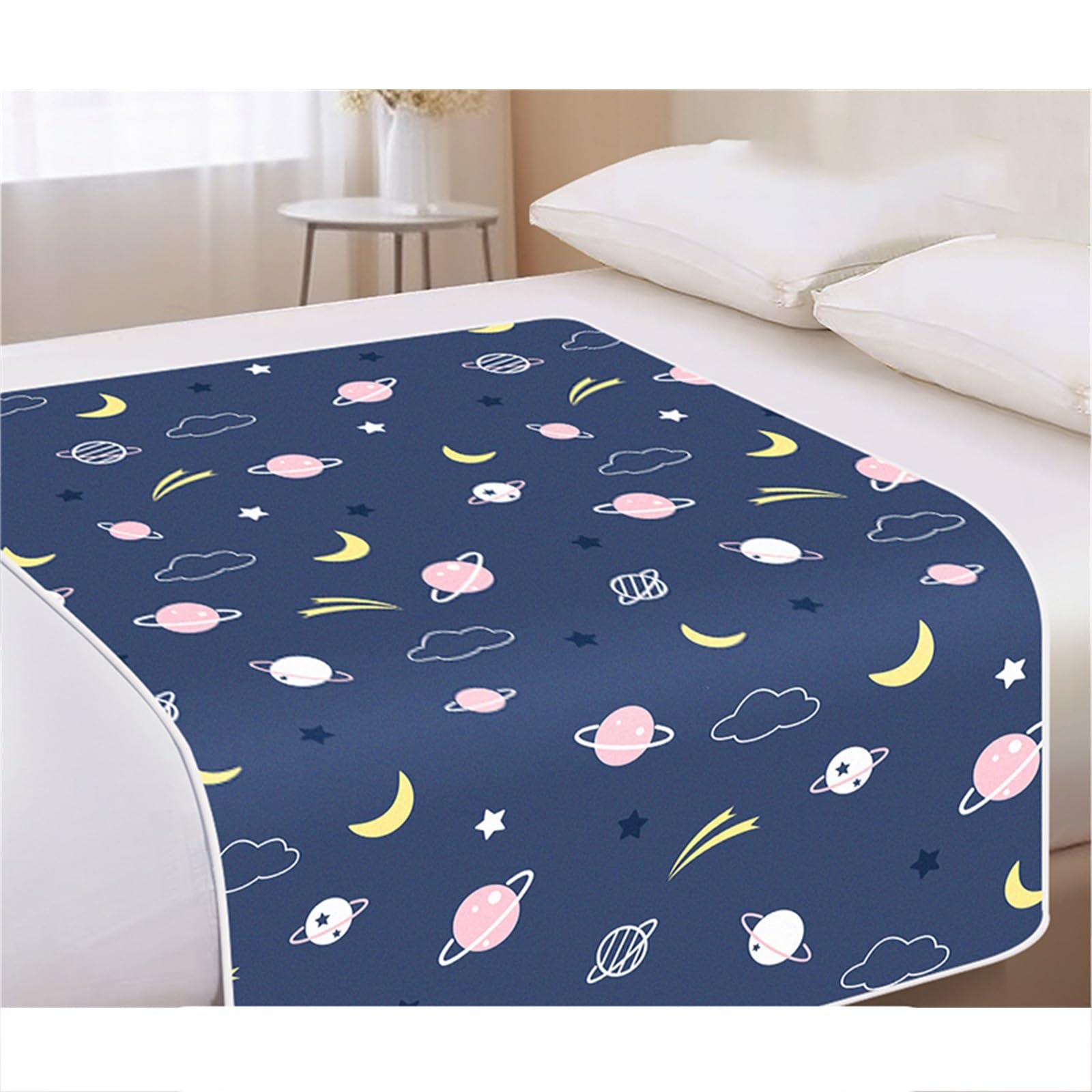 Empapadores Cama Adultos para Colchón Unisex Protector Colchon De Incontinencia Reutilizables Empapador Reutilizable(180x200cm,Planet-Blue)