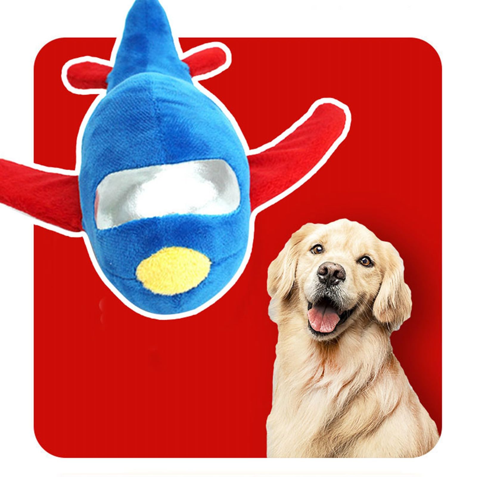 Giocattolo Masticabile per Cani e Gatti Aereo di Peluche con Cigolio Antistress Resistente ai Morsi per Pulizia Denti Ansia Interattivo Morbidissimo