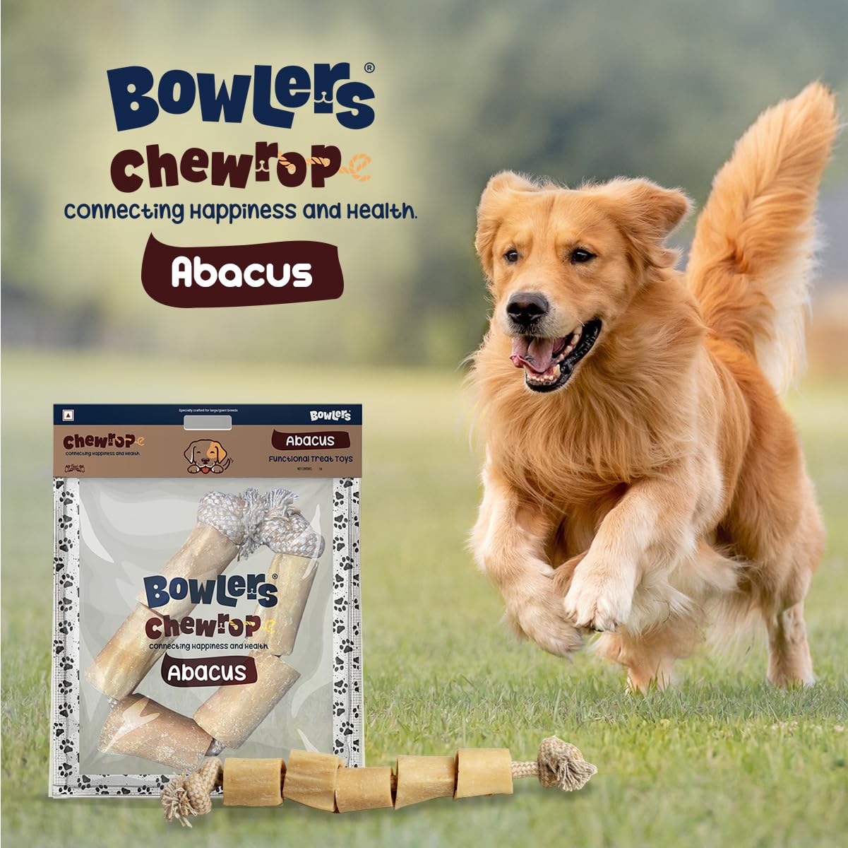 Bowlers Dog Treats Chewrope Abacus| for Large & Giant Breeds | Made of Natural Material |Strengthens & Cleans Teeth | 2 in 1 Toy Plus Treats for bonding with Pets 4