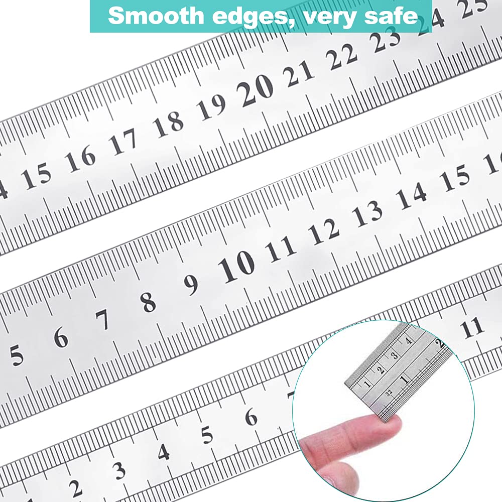 9 Reglas De Acero Inoxidable STCRERAG - Juego De Medidas Precisas Para Oficina O Taller