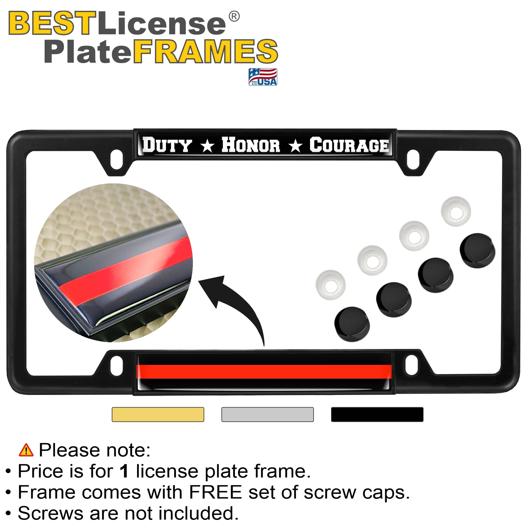 Support Firefighters Duty Honor Courage Thin Red Line (Stripe) - Domed Custom-M