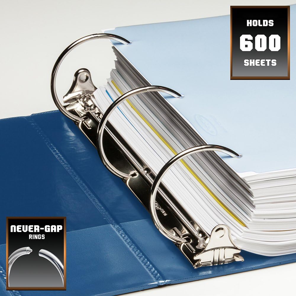 Wilson Jones Heavy Duty Round Ring View Binder with Extra Durable Hinge, 3 Inch, Customizable, PC Blue (W363-49-7462)