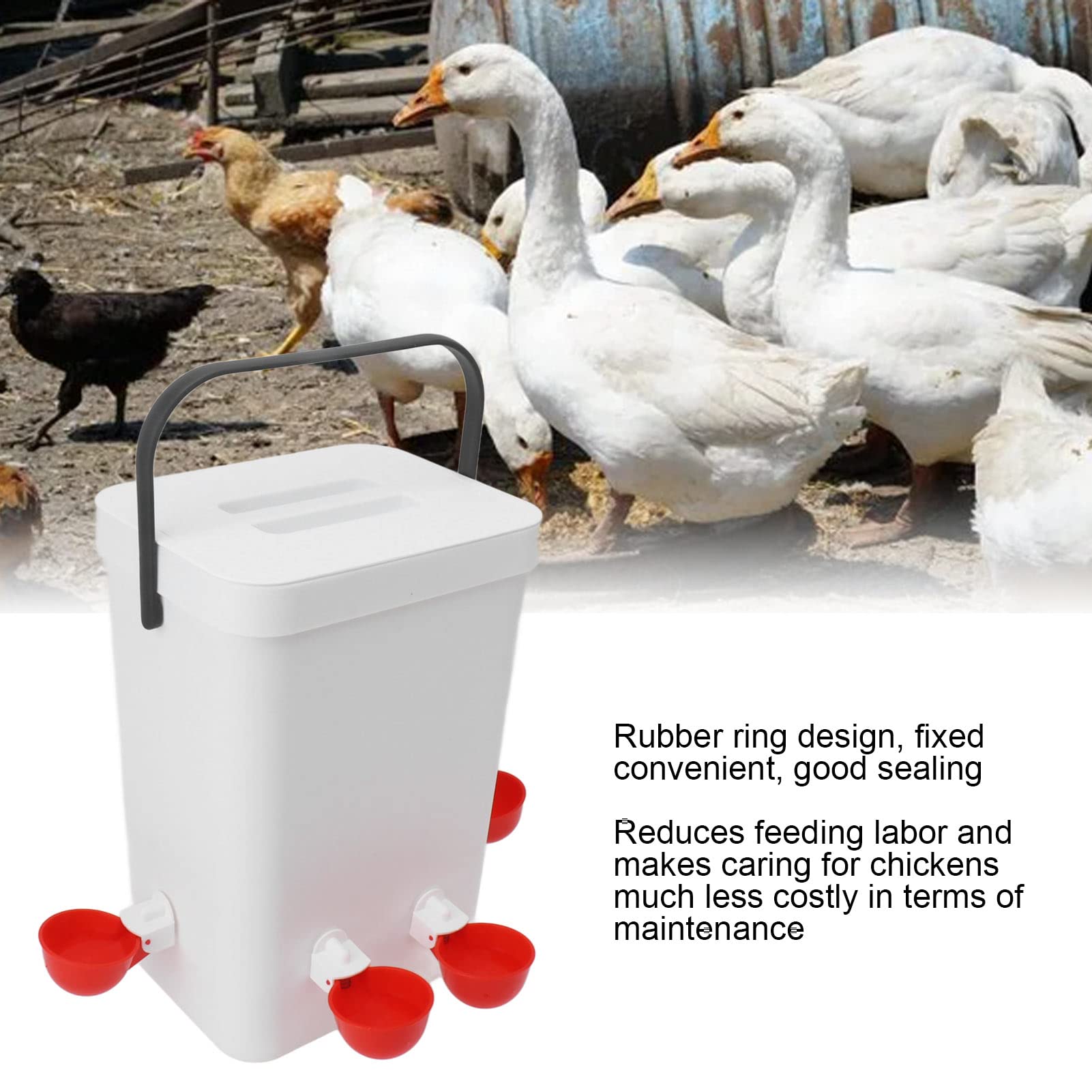 Juego de Bebedero y comedero automático para Pollos de Gran Capacidad, dispensador de Agua para Aves de Corral de 12 litros con 4 tazones de Bebida, diseño a Prueba de Fugas y Anti
