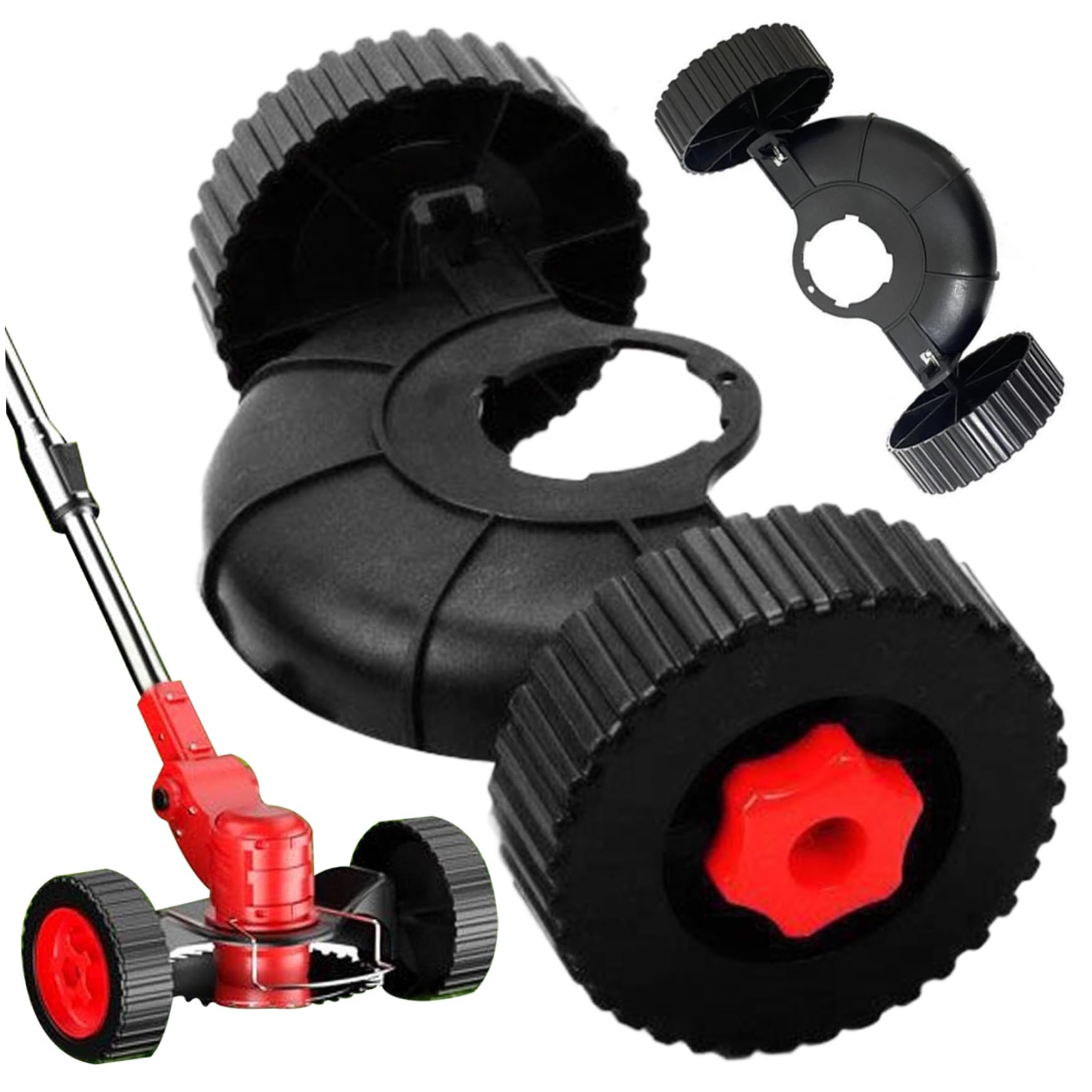 Tangpingmao Black String Trimmer Wheel Attachment String Trimmer Wheels Attachment, Adjustable String Trimmer Support Wheels, Plastic Auxiliary Wheel For Grass Trimmer