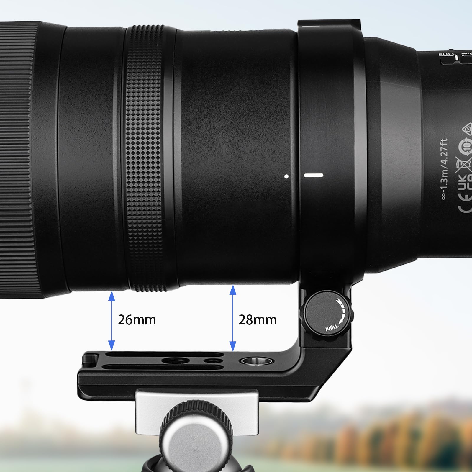 Haoge LMR-Z186 Bague de fixation pour trépied Nikon Nikkor Z 180-600 mm f/5.6-6.3 VR avec plaque de fixation rapide intégrée de type Arca