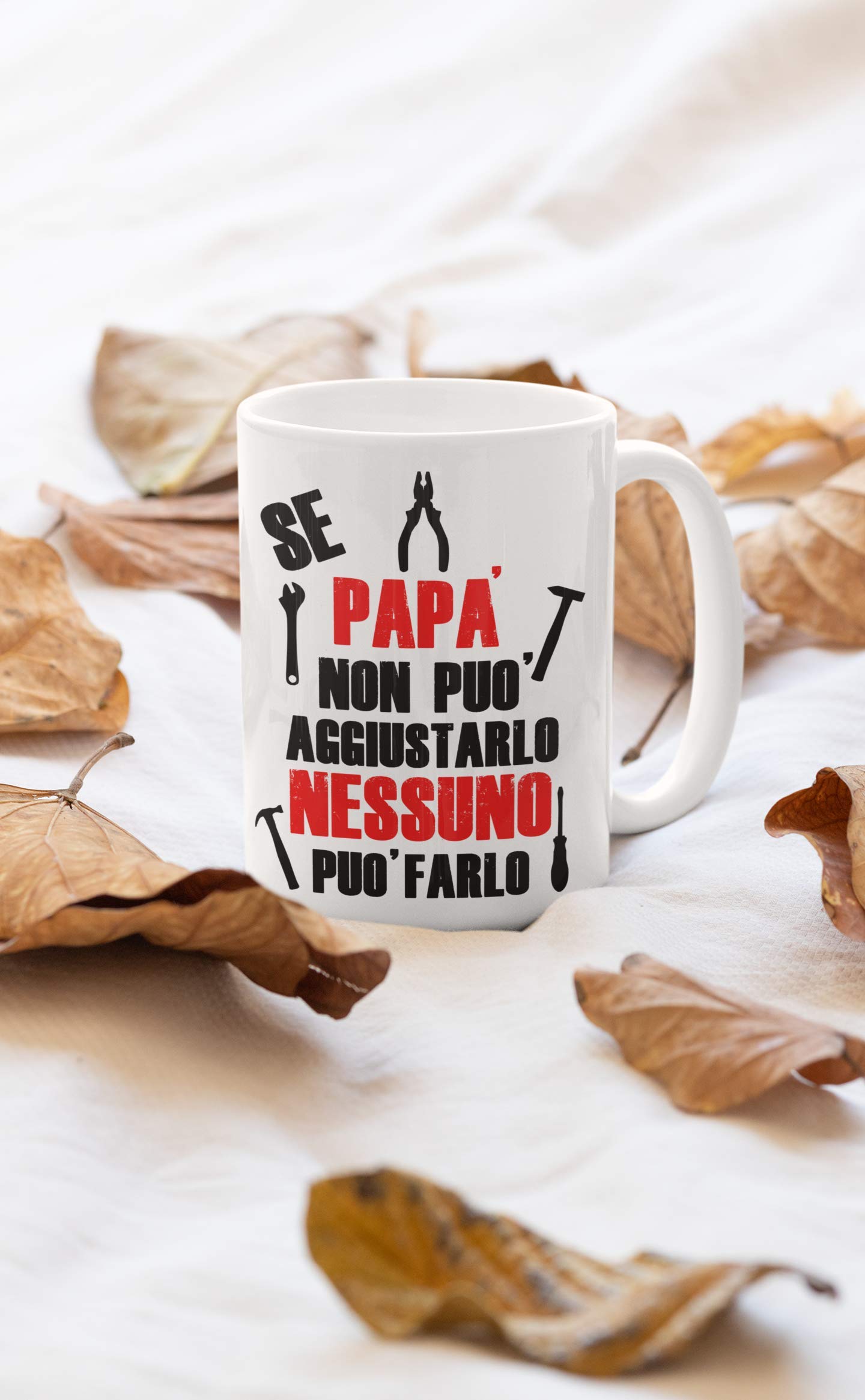 Tazza Divertente Per Papà 'Se Papà Non Risolve Siamo Fregati' – Regalo Festa Del Papà, 11 Oz - 3