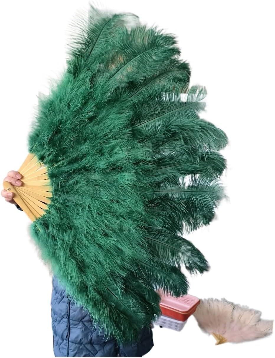 100CM Ostrich Feather Fan 15Bone/13Bone for Dance Stage Performance(Multi-Colored,2PCS Left Right)