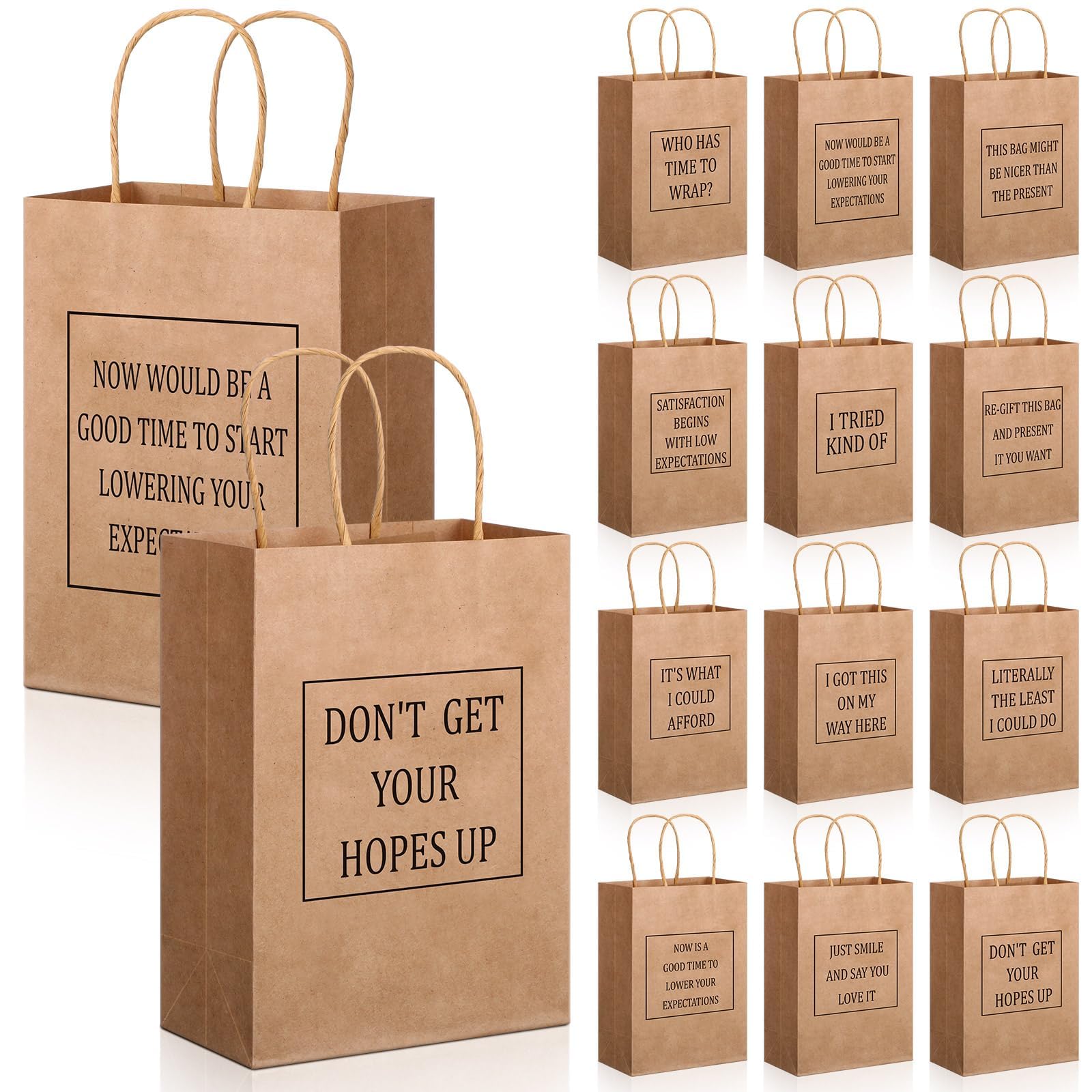 24 Pcs Funny Snarky Gift Bags - Funny Birthday & Thank You Gift Bags with Handles, Christmas Party Supplies Goodie Bags