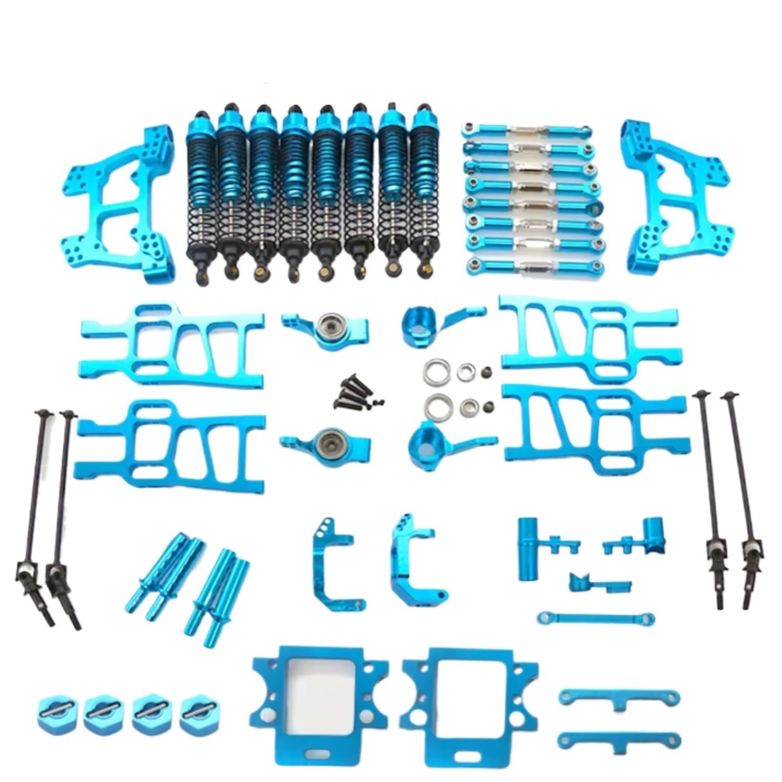 Amortiguadore Coche Rc Para HSP Camioneta Monstruo 94111 94108 102010 102011 102012 106017 108019 108022 108004 1/10 Kit Actualización Metal Coche Teledirigido Aleación Aluminio(Blue)