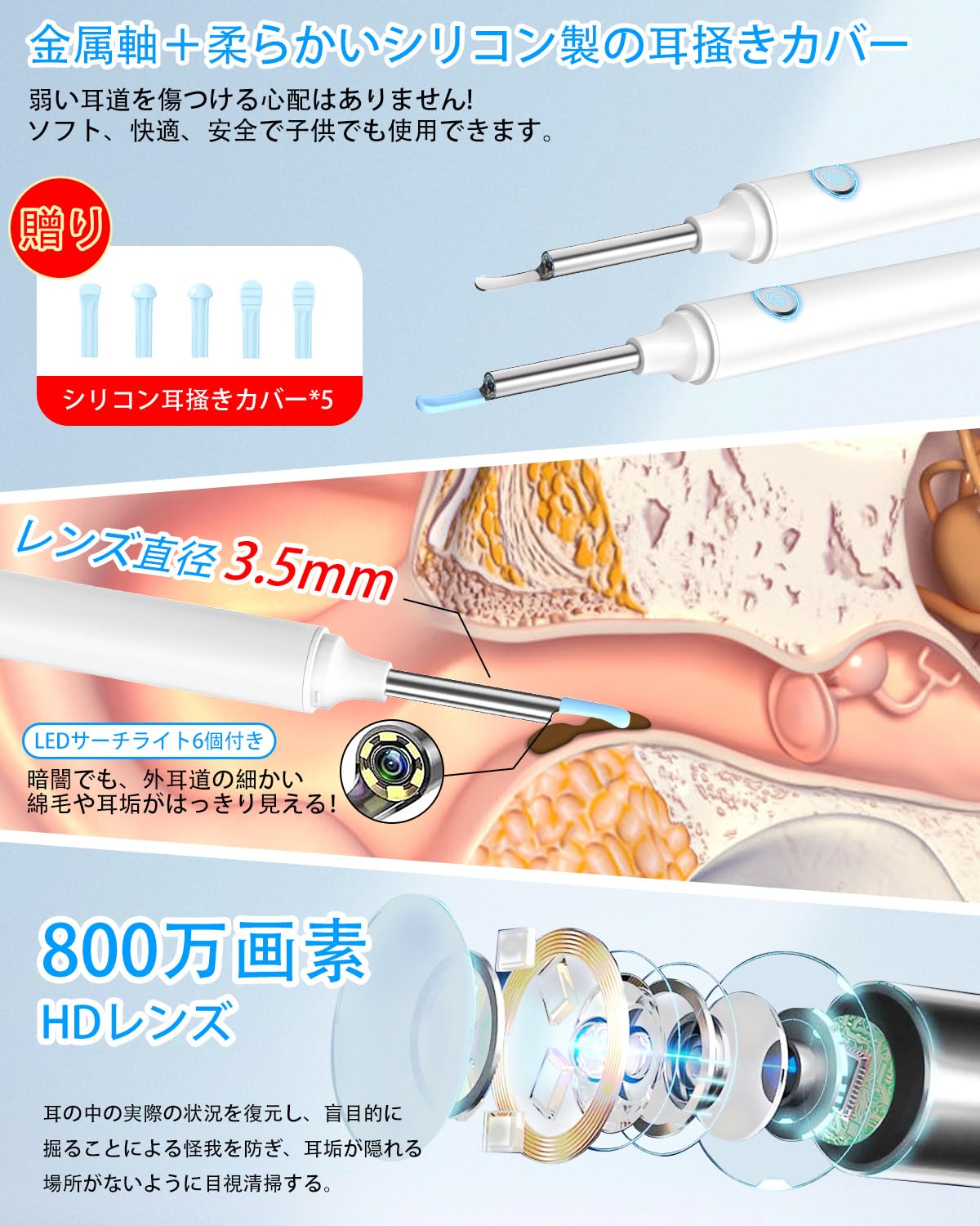 耳掻き カメラ 耳かき 1000万高画素 イヤースコープ ピンセット機能付き Amazon.co.jp: 耳かき カメラ CUREGO® 耳かき ピンセット 1000W